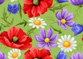 Seamless pattern with summer flowers.