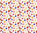 seamless pattern summer fruits and cocktails, beach party Royalty Free Stock Photo