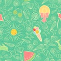 Seamless Pattern on Summer Sea Vacation Theme