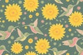 Seamless pattern, summer time minimal concept. Chrysanthemum daisy blooming flower, generative ai. Creative still life summer,