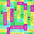 Seamless pattern with summer words - vector illustration, eps