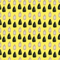Seamless pattern with sunflower seeds on yellow background. Watercolor gouache hand drawn illustration in realistic style. Concept Royalty Free Stock Photo