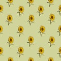 Seamless pattern sunflowers green Royalty Free Stock Photo