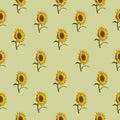 Seamless pattern sunflowers green