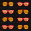 Seamless pattern. sunglasses on black background. Royalty Free Stock Photo