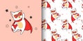 Seamless pattern super hero cat in cartoon style Royalty Free Stock Photo