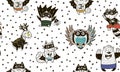 Seamless pattern with Superhero animals. Vector cartoon illustration Royalty Free Stock Photo