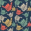 Seamless pattern surfing hand sign Royalty Free Stock Photo