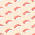 Seamless pattern with sushi with tuna