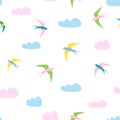 Seamless pattern with swallows. Vector Royalty Free Stock Photo