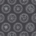 seamless pattern from sweet cupcakes with various fillings. Black and white. Royalty Free Stock Photo