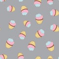 Seamless pattern with sweet cupcakes. Vector illustration.