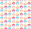 Seamless pattern sweet donut with bright, multicolored glaze. Modern icons in a flat vector. Top view. Kawaii