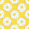 Seamless pattern with sweet donuts in flat style. Polka dot donut background. Royalty Free Stock Photo