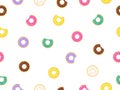 Seamless pattern sweet donuts white background. Colorful tasty donuts collection Royalty Free Stock Photo