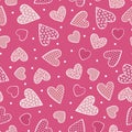 Seamless pattern with sweet hearts and dots