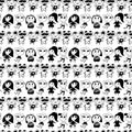 Seamless pattern with sweet little girls and boys, animals in kids drawing style