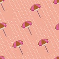 Seamless pattern sweet mood of colorful umbrellas and rain drops design fashion, fabric,wrapping paper, surface . Rainy season Royalty Free Stock Photo