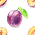 Seamless pattern with sweet plum.