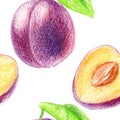 Seamless pattern with sweet plum.