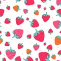 Seamless pattern with sweet strawberries. Fruit background