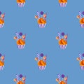 Seamless pattern with sweets on a blue background.