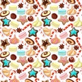 Seamless pattern of sweets, cookies, sweets