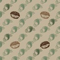 Seamless pattern with sweets and desserts on beige background Royalty Free Stock Photo