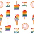 Seamless pattern of sweets on the LGBT theme.