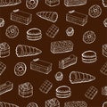 Seamless pattern with sweets.