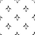 Seamless pattern with swimmimg antarctic penguins. black ornament on white