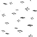 Seamless pattern with swimmimg antarctic penguins. black ornament on white