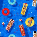 Seamless pattern with swimming pool illustration