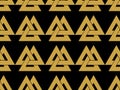 Seamless pattern with the symbol of the god Odin. Valknut.