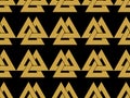 Seamless pattern with the symbol of the god Odin. Valknut.