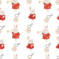 Seamless pattern with symbols from Alice in Wonderland