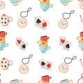 Seamless pattern with symbols from Alice in Wonderland Royalty Free Stock Photo