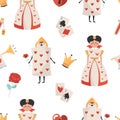 Seamless pattern with symbols from Alice in Wonderland Royalty Free Stock Photo