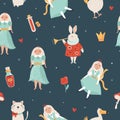 Seamless pattern with symbols from Alice in Wonderland Royalty Free Stock Photo