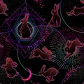 Seamless pattern with symbols of nocturne magic