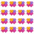 Seamless pattern with symbols of polyamory. Ornament from hearts and infinity sign. Several multicolored hearts