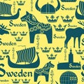 Seamless pattern with symbols of Sweden