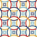 Seamless pattern with symmetric geometric ornament. Abstract repeated circles background. Ethnic wallpaper Royalty Free Stock Photo