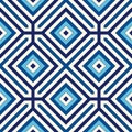 Seamless pattern with symmetric geometric ornament. Blue abstract background.