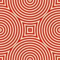 Seamless pattern with symmetric geometric ornament. Kaleidoscope red white abstract background. Royalty Free Stock Photo