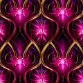 Seamless pattern with symmetrical ornament in stained-glass window style. Computer generated graphics Royalty Free Stock Photo