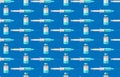 seamless pattern with syringe and vaccine for cover and background