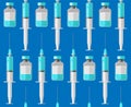 seamless pattern with syringe and vaccine for cover and background