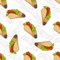 Seamless pattern taco and color Royalty Free Stock Photo
