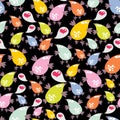 Seamless pattern with talking birds.